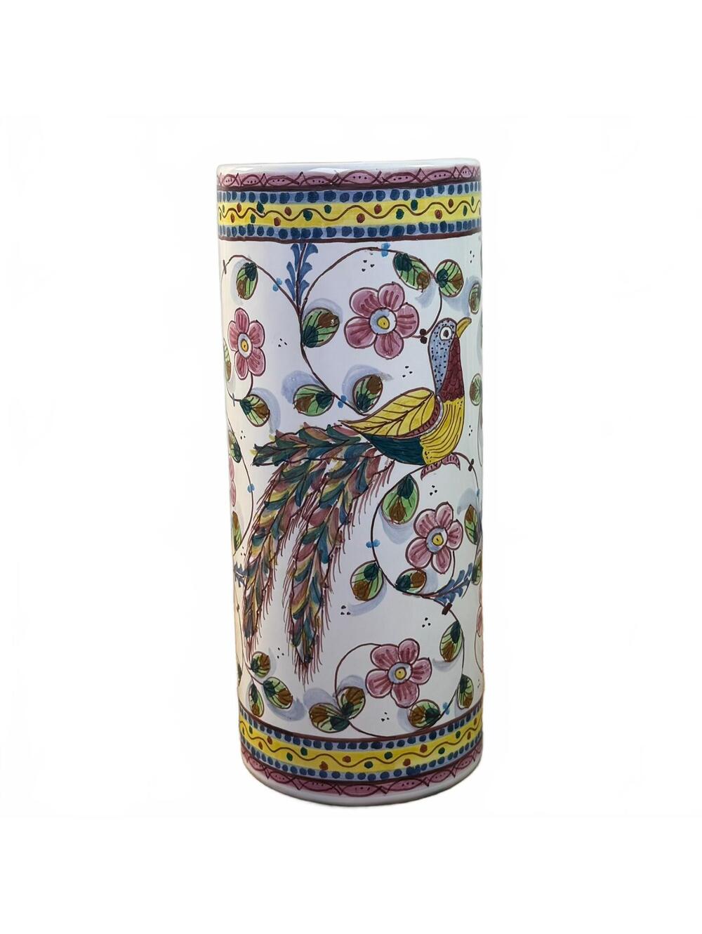 Hand Painted Phoenix Bird Vase Estrela de Conimbriga Portugal Sec XVII 10.5"